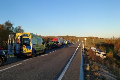 Accidente mortal en la N-122 a la altura de Villatoro, en Ávila. DELEGACIÓN DEL GOBIERNO
