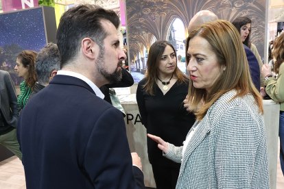 El secretario general del PSCyL y portavoz en las Cortes, Luis Tudanca, atiende a los medios antes de visitar la Feria. -ICAL.