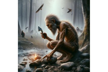 Así recrea el ambiente de hace 1,4 millones de años en Atapuerca y al Homo sp de 1,4 millones de años. BING IA