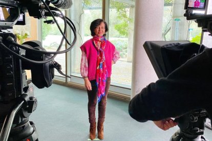 Ana Botín con el chaleco de lana merina de Victoria Prada.- E. M.
