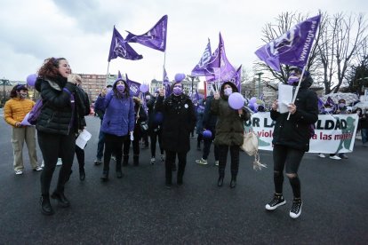 Manifestación convocada en León con motivo del 8 de Marzo, Día de la Mujer