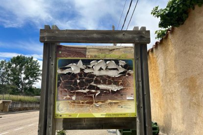 Cartel chamuscado de las rutas de la Sierra de la Culebra un año después del incendio. A. CALVO