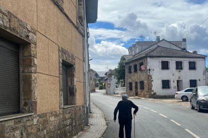 El centenario Francisco en su paseo diario por Ferreras de Arriba, en la Sierra de la Culebra un año después del incendio. A. CALVO