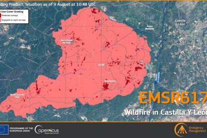 Estimación de Copernicus sobre el área quemada en Gredos.- COPERNICUS