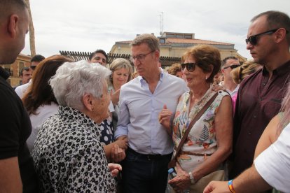 El presidente del PP, y candidato a la presidencia del Gobierno, Alberto Núñez Feijóo, en un acto en Corrales del Vino, Zamora. ICAL