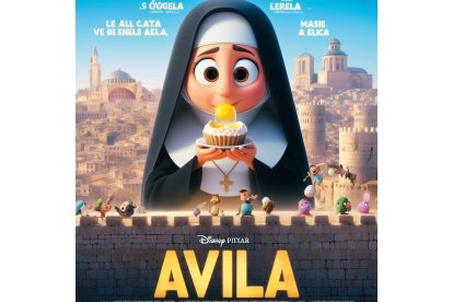 Santa Teresa disfruta de las yemas que llevan su nombre junto a los protagonistas de Elemental. BING IMAGE CREATOR DE MICROSOFT