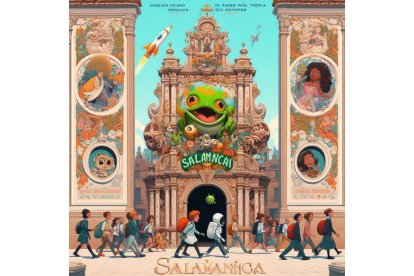 Tiana y el Sapo se adentran en la ciudad de Salamanca. BING IMAGE CREATOR DE MICROSOFT