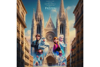 La princesa de Frozen visita la ciudad de Burgos. BING IMAGE CREATOR DE MICROSOFT