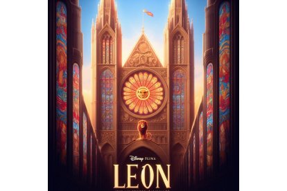 Simba custodia la catedral de León. BING IMAGE CREATOR DE MICROSOFT