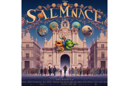 Tiana y el Sapo se adentran en la ciudad de Salamanca. BING IMAGE CREATOR DE MICROSOFT