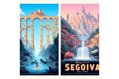 Timón y Pumba pasean por Segovia. BING IMAGE CREATOR DE MICROSOFT