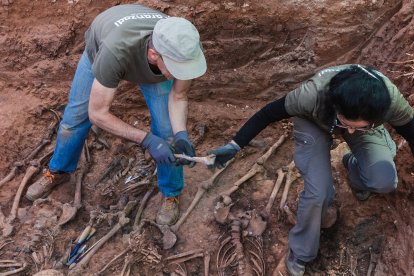 Exhumación de fusilados en el cementerio de Las Casas (Soria). -ICAL