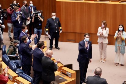 Toma de posesión de Mañueco como presidente de la Junta - Alfonso Fernández Mañueco en el hemiciclo de las Cortes.- ICAL