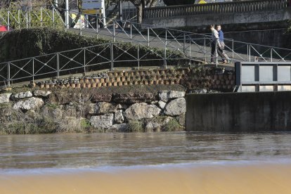 Crecida del río Bernesga a su paso por la capital leonesa. -ICAL