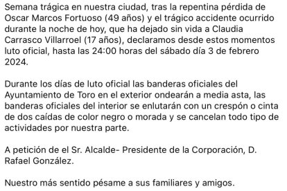 Bando del Ayuntamiento de Toro.