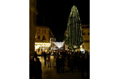 El alcalde de Salamanca, Carlos García Carbayo, inaugura el encendido de la iluminación navideña.-ICAL