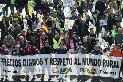 Manifestación de agricultores y ganaderos por el paseo de la Castellana en Madrid. Juan Lázaro / ICAL.
