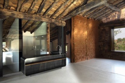 Salón de una vivienda unifamiliar en Matamorisca, en Palencia. -LA CASA DE LA ARQUITECTURA