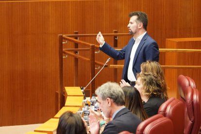 Luis Tudanca durante su intervención en el pleno de las Cortes. ICAL