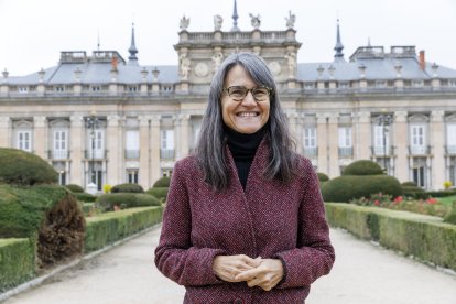 María Corzo, jefa de arquitectura de Patrimonio Nacional, durante la visita a las obras.
