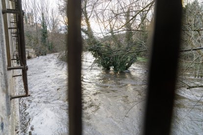 Desbordamiento del Eresma a su paso por la casa de la Moneda en Segovia