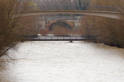 Crecida del río Bernesga a su paso por la capital leonesa