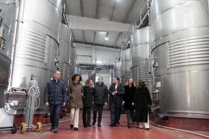 Alberto Núñez Feijóo y Alfonso Fernández Mañueco visitan la bodega Hijos de Alberto Gutiérrez en Serrada (Valladolid).