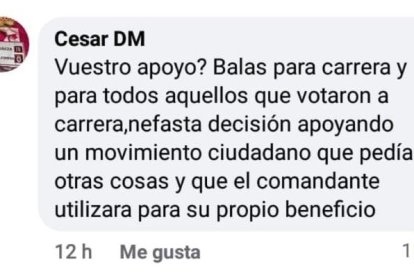 Mensaje en redes del concejal de la UPL