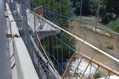 Nuevo desprendimiento en puente sobre la N-110 en San Esteban de Gormaz (Soria)