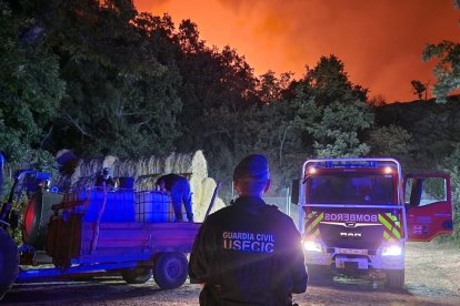 Trabajos nocturnos en los incendios que asolan a Castilla y León.