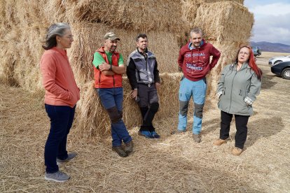 La consejera de Agricultura, Ganadería y Desarrollo Rural, María González Corral, visita una ganadería de ovino afectada por los incendios en Chana de Somoza, en el municipio de Lucillo (León)