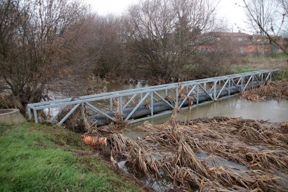 El río se desborda en Jiménez de Jamuz (León).