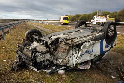 Coche accidentado en la A-62 de Salamanca