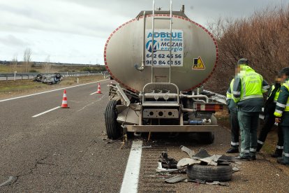 Coche accidentado en la A-62 de Salamanca