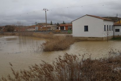 Campos anegados en la vega del río Ucieza en Amusco, en Palencia, por la borrasca Marta