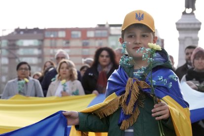 Manifestación con motivo del cuarto aniversario del inicio de la invasión de Rusia a Ucrania