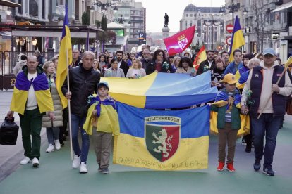 Manifestación con motivo del cuarto aniversario del inicio de la invasión de Rusia a Ucrania
