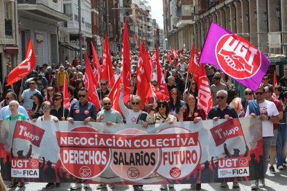 Manifestación del 1º de Mayo en la ciudad de Palencia.
