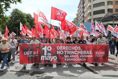 Manifestación del 1º de Mayo en la ciudad de Palencia.