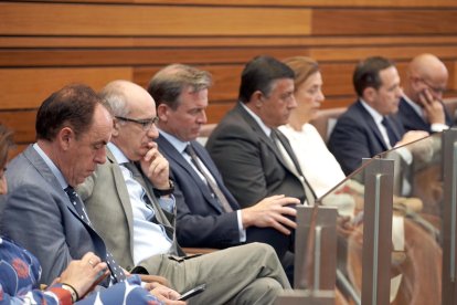 Instantes del pleno de investidura en las Cortes de Castilla y León.