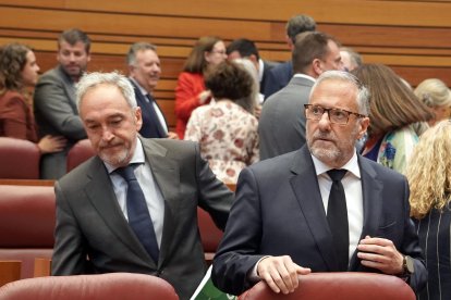 Instantes del pleno de investidura en las Cortes de Castilla y León.