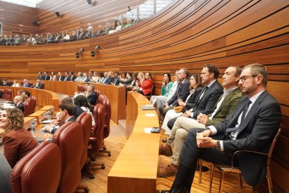 Instantes del pleno de investidura en las Cortes de Castilla y León.