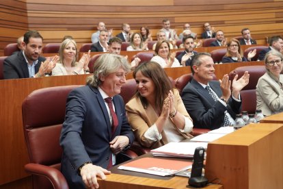 Instantes del pleno de investidura en las Cortes de Castilla y León.