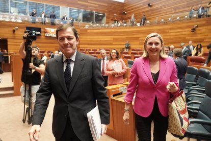 Instantes del pleno de investidura en las Cortes de Castilla y León.