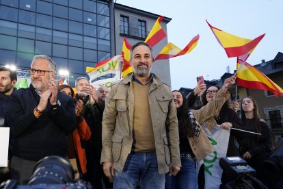 El presidente nacional de VOX, Santiago Abascal, participa en un acto público del partido en Ponferrada