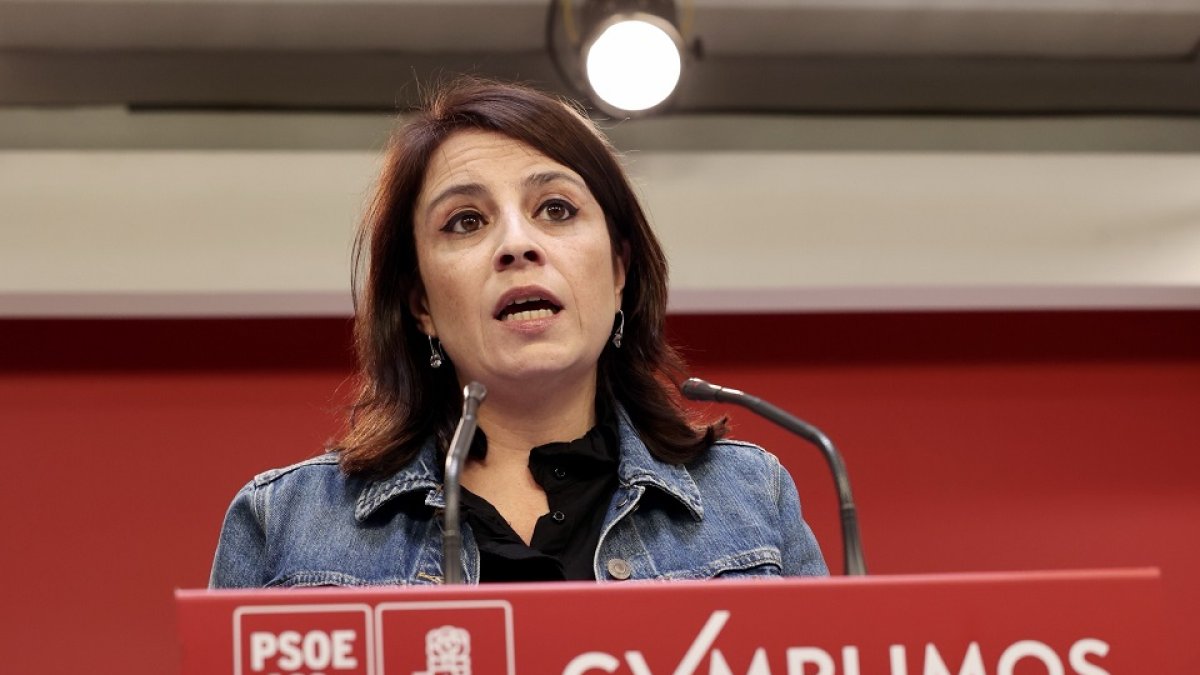 La vicesecretaria del Partido Socialista, Adriana Lastra durante su valoración de los resultados electorales. -ICAL
