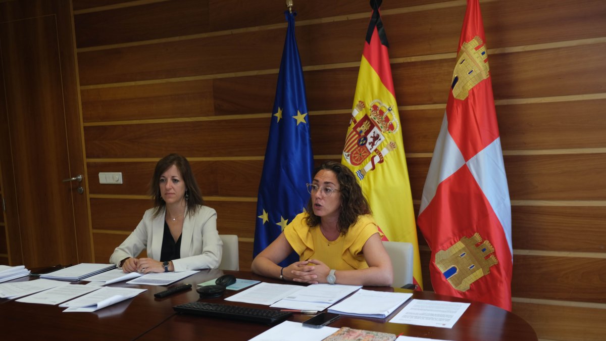 La consejera de Movilidad y Transformación Digital, María González Corral en la reunión con las diputaciones y el consejo Comarcal del Bierzo. E.M.