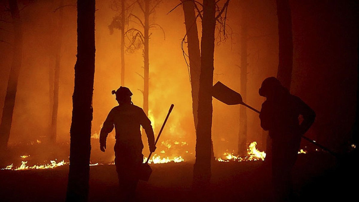 Bomberos en el incendio de la Sierra de la Culebra. Ical