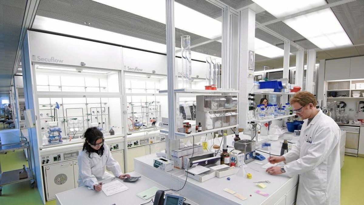 Personal trabajando en el laboratorio de Novartis en Basel (Suiza). E. M.