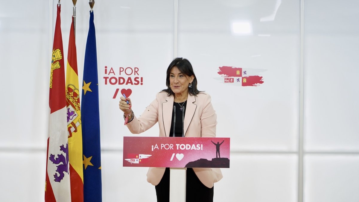 La secretaria de Organización del PSOE de Castilla y León, Ana Sánchez, analiza cuestiones de actualidad política de Castilla y León. - ICAL